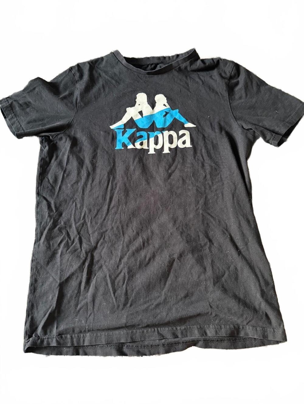 Kappa Black Logo Graphic T-Shirt Blue White Spellout Size Medium